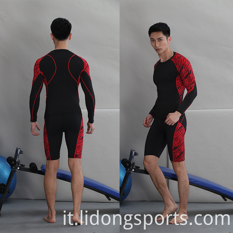 Lidong commerci all'ingrosso personalizzato manica corta Tops Sport Senza soluzione di continuità Sport Mens Compression Gym Wear